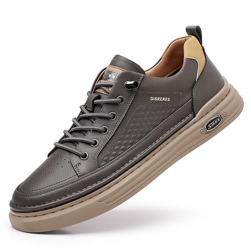 Мужская кожаная повседневная обувь класса люкс, новая уличная универсальная обувь на платформе для бега, британские мужские кроссовки, дизайнерская деловая обувь