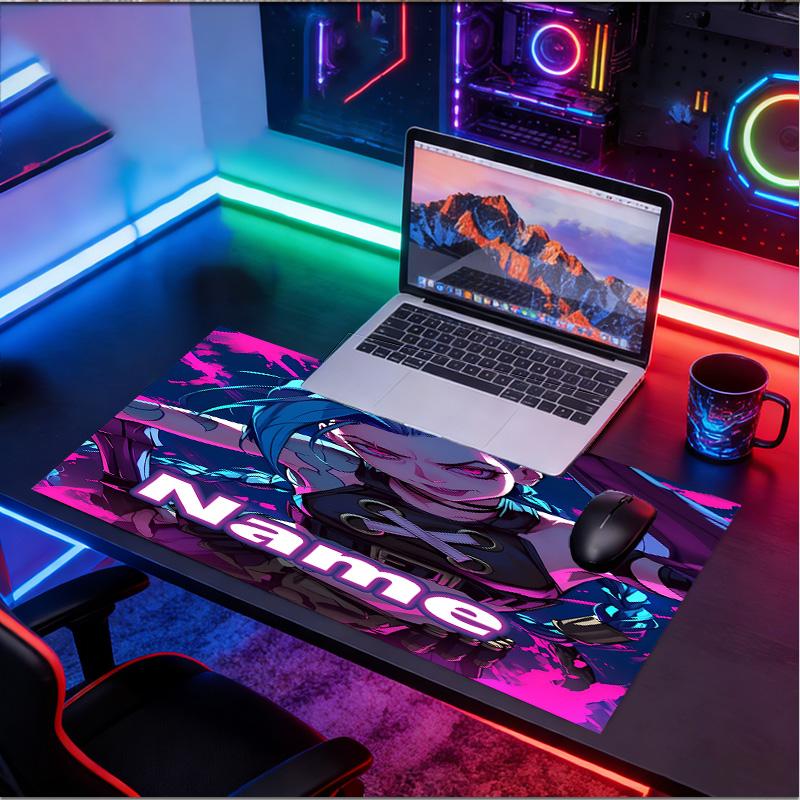 Custom Name Personalized Jinx Pattern Mousepad, Laptop PC Desk Mat, Decorative Desk Mat for Home Keyboard Pad Gift