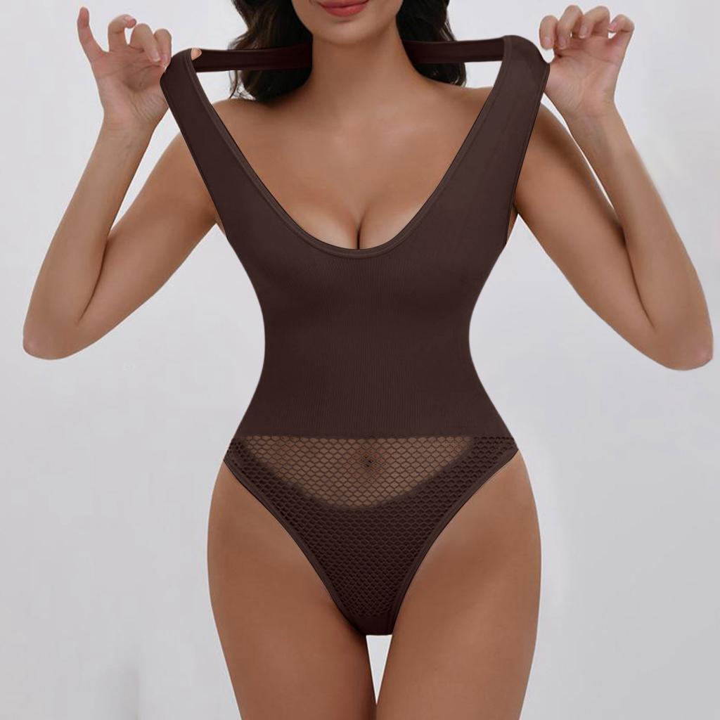 Женский модный боди-комбинезон для формирования фигуры, утягивающий талию, с поддержкой груди, Push-Up, с вырезом на шее, без спинки, с трусиками
