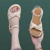Flat Sandals Girls Summer Ladies with a Word Buckle Small Fragrant Wind Sandals Fashion Wear Women's Shoes Outside