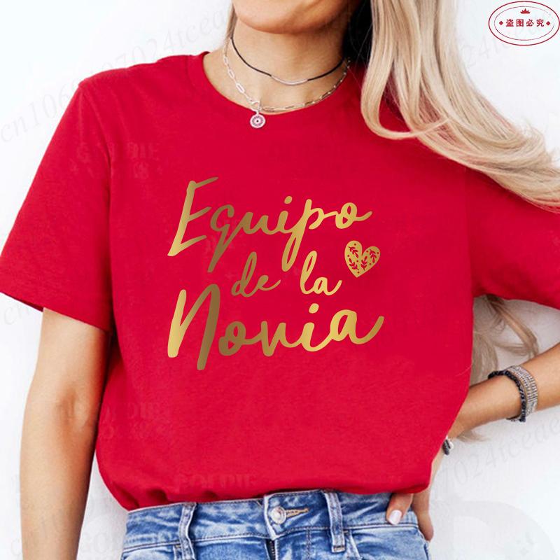 Spanish Team Bride Squad T-Shirt Woman Bachelorette Party Blouses Girl Single Farewell Tops Bridal Wedding Short Sleeve Tees