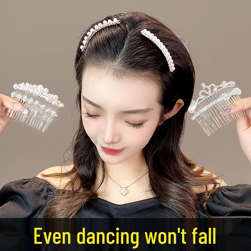 Нескользящий гребень для волос с кристаллами и жемчугом - Элегантный летний головной убор для женщин