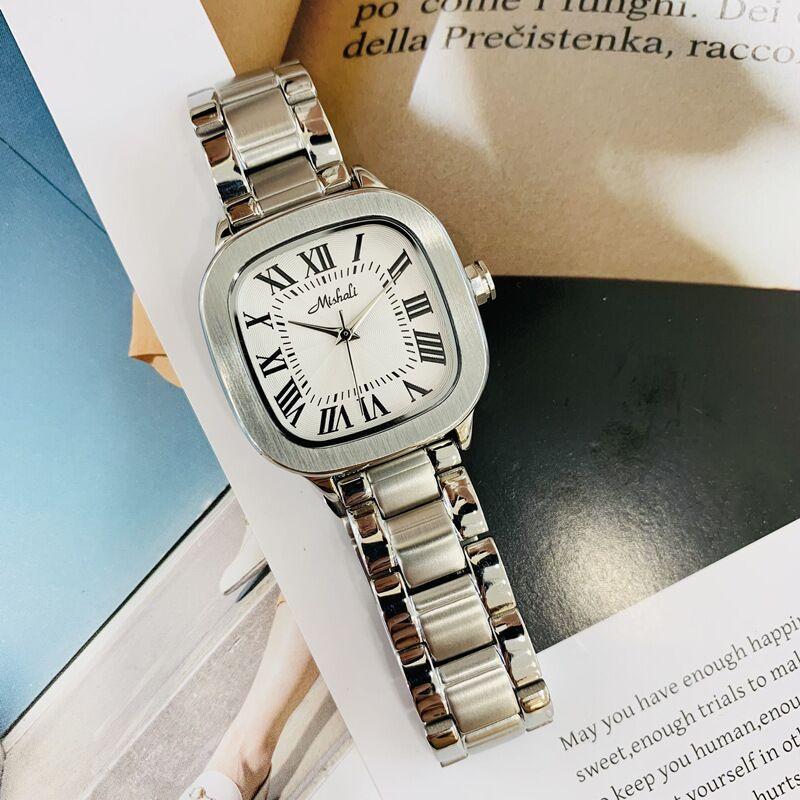 Gold Women'S Watch Steel Belt Waterproof Fashion Retro Roman Quartz Watch High-End Quality Square Women'S Watch
