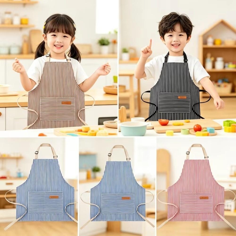 Cotton Linen Cooking Apron Adjustable Neck Painting Apron Unisex Design Kitchen Apron for Kids