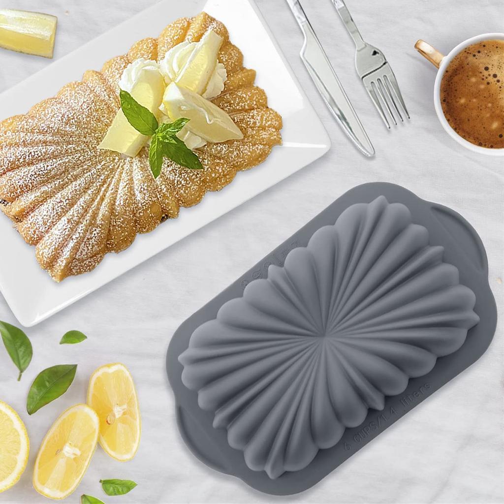 Silicone Bread Loaf Pan With Fluted Design, Food Grade Non-Stick Silicone Baking For Cake, Metal Reinforced Frame Secure