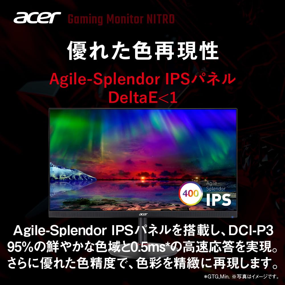 Acer Gaming Monitor Nitro High Color Gamut IPS Matte WQHD 170 Гц Delta Less than E1 VESA DisplayHDR 400 HDMI DisplayPort Регулировка высоты Поворот