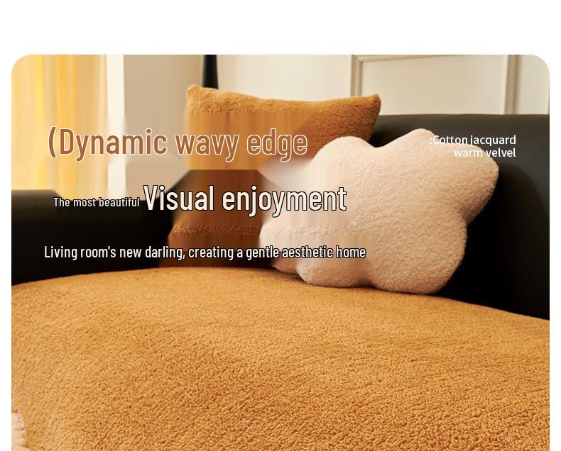 Нескользящий чехол на диван из шерсти ягненка: Толстая, цельная подушка для осени и зимы