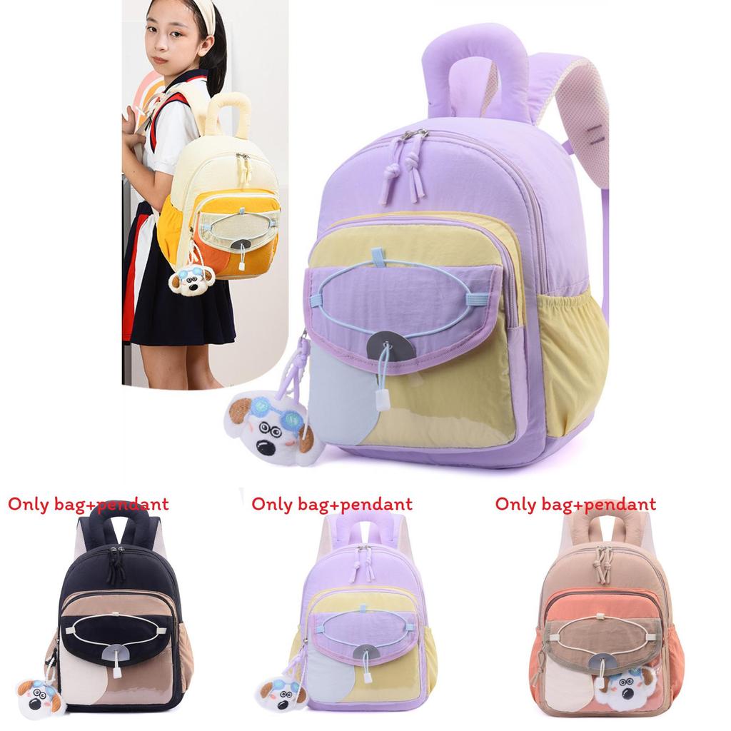 Kids Dualcolor Cartoon School Bag With Soft Polyester Lining For Outdoor Travel