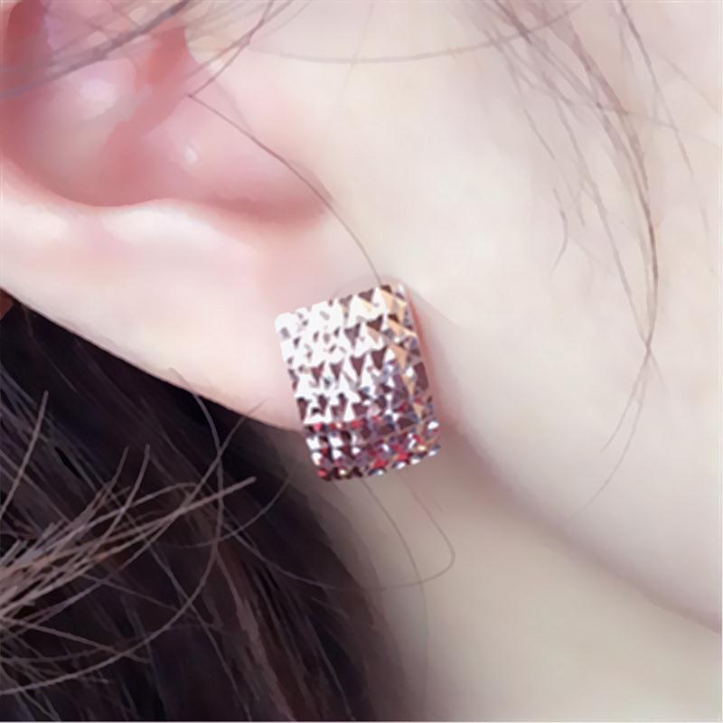 Изысканные Чисто Русские 585 Фиолетовое Золото Цыганский Квадрат Глянцевый Лазерный Цвет Золота Модные Розовое Золото Покрытие Ушные Застежки