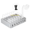 W89C Металлическая USB-станция для зарядки Быстрая многопортовая USB-станция Черный/Серебристый