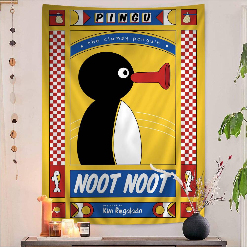 Cartoon Cute PPingu Penguin Colorful Tapestry Wall Hanging Bohemian Wall Tapestries Mandala Wall Hanging Sheets