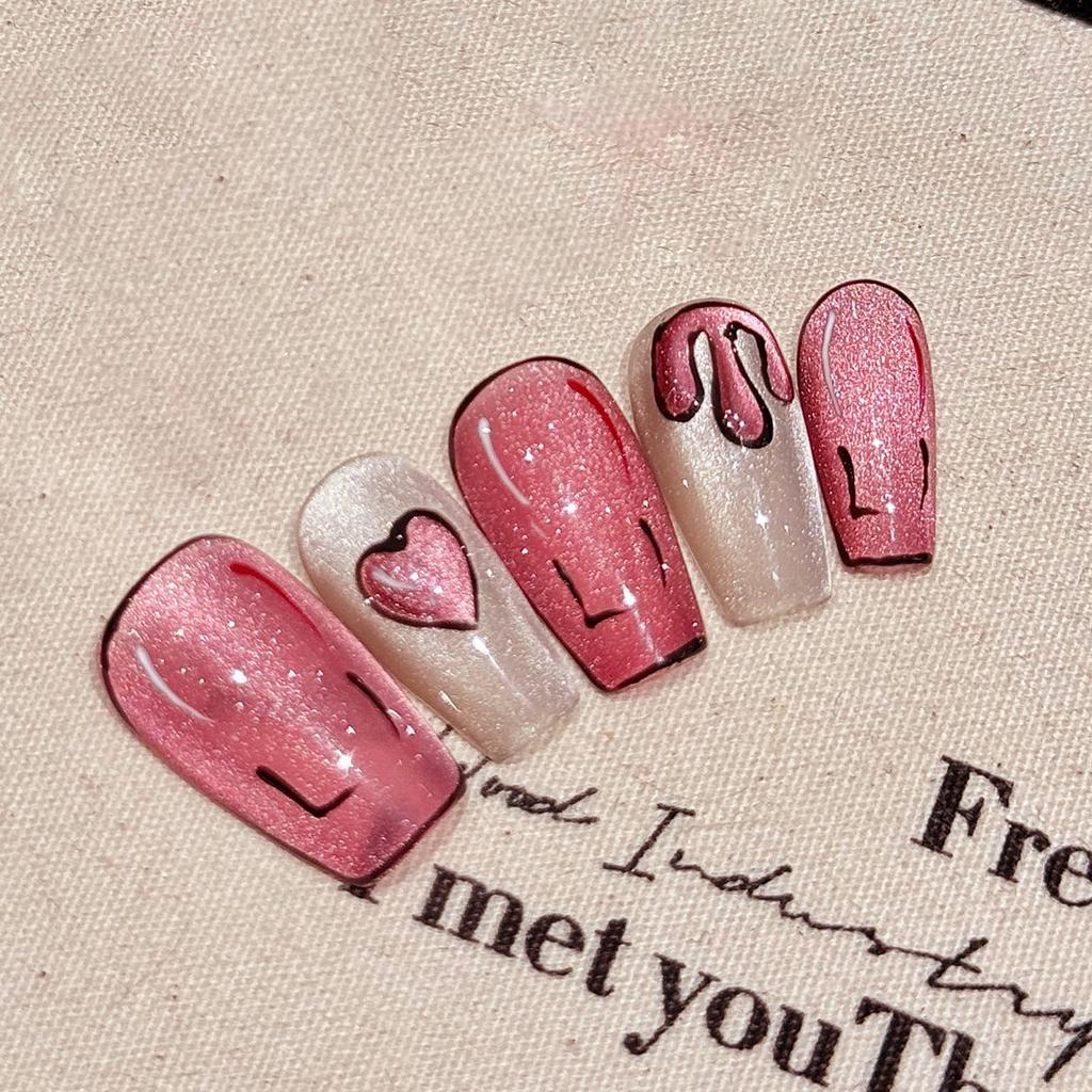 10Pcs Anime Style Simple Handmade False Nails For Cosplay And Daily Use