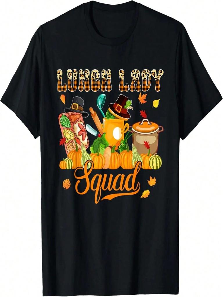 Lunch Lady Squad Thanksgiving Lunch Lady Tools Fall Pumpkins T-Shirt