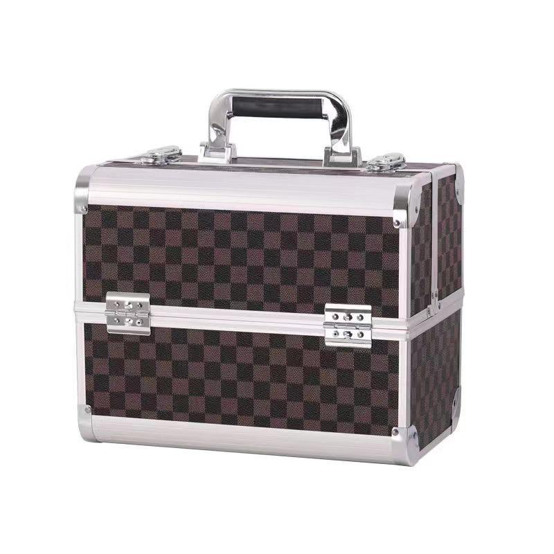 Алюминиевый ящик для косметики и инструментов для дизайна ногтей, татуировок и наращивания ресниц - двойной, открытый, студенческий ящик для хранения