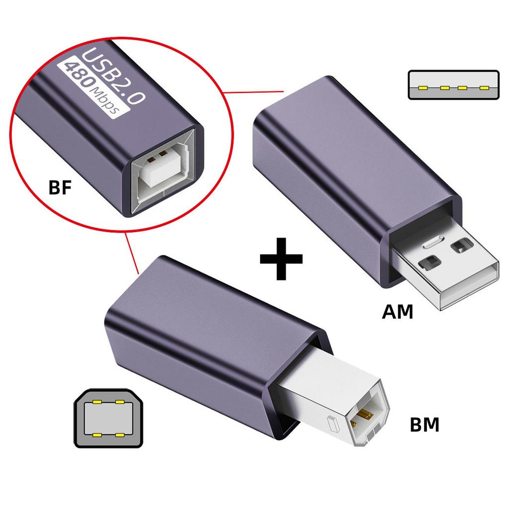 U2-010-AB 2 шт. USB 2.0 Тип B Female на Тип-A + Тип-B Male Удлинительный адаптер для принтера, сканера, диска