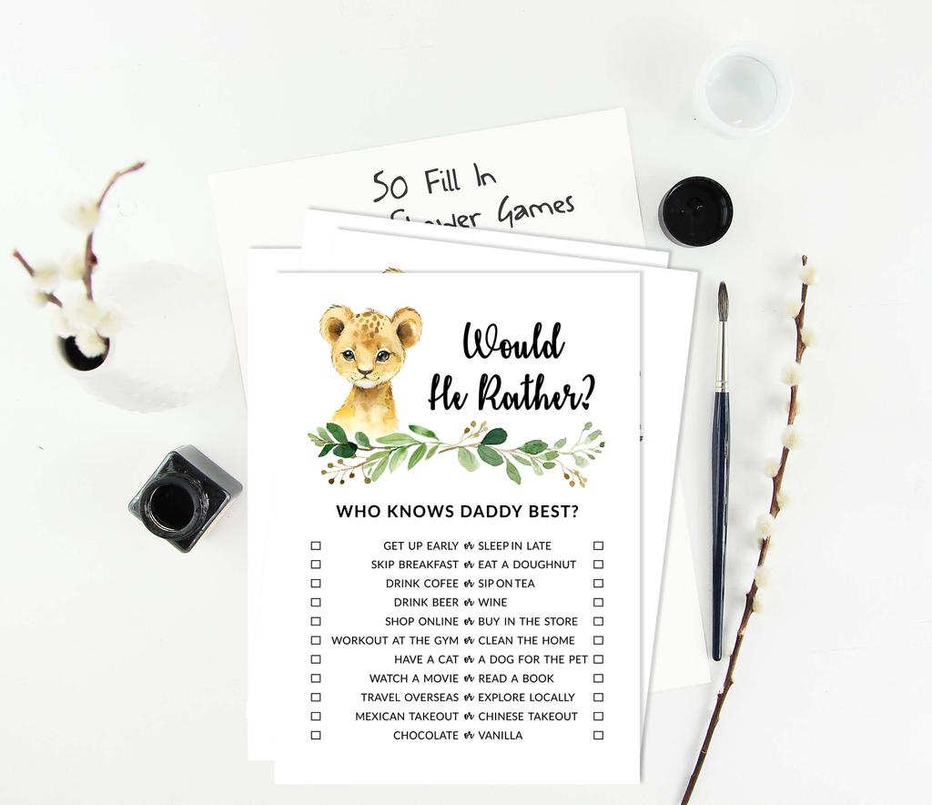 Inkdotpot Игровой набор для детского душа из 50 игр BabyA AlphabetA ABCA для вечеринки Baby Cheetah Jungle Animals