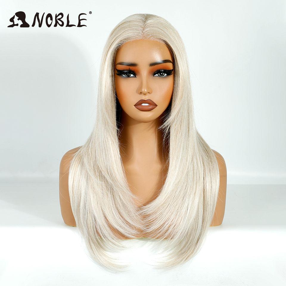 Noble Synthetic Lace Front Wigs For Women 13x3 Straight Lace Wig Pre Plucked Layered Wig Ombre Blonde Brown White Cosplay Wig