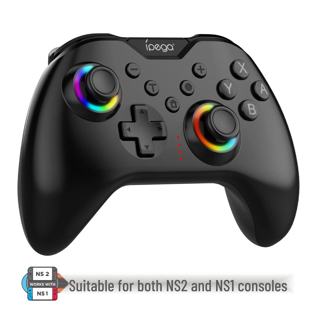 Беспроводной игровой контроллер NS/NS2 с неоновой RGB-подсветкой, функцией Rapid Fire, вибрацией, шестиосевым гироскопом и совместимостью с оригинальными кнопками