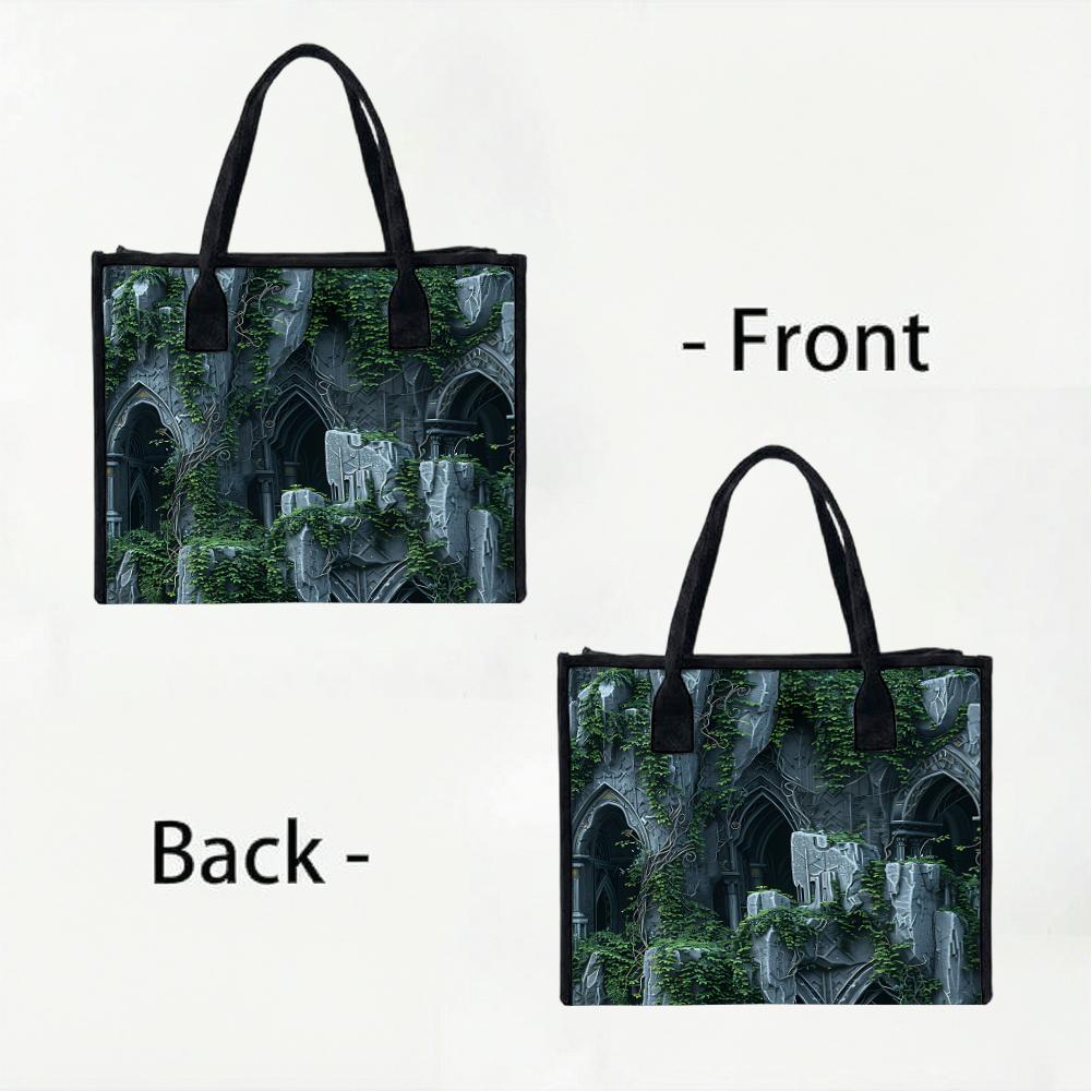 Gothic Ruin Ivy Printed Fashion Daily Tote Bag Casual Large Capacity Carry Bag For Outdoor Shopping Commute