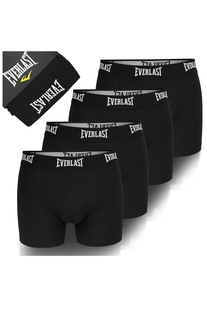 Everlast Men' Cotton Boxer Shorts Black 4 Pack Size