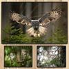 Forest with Owl Canvas Poster Print Flying Owl Green Spruce Tree Wall Art Pictures Living Room Mural Home Decor Painting Cuadros