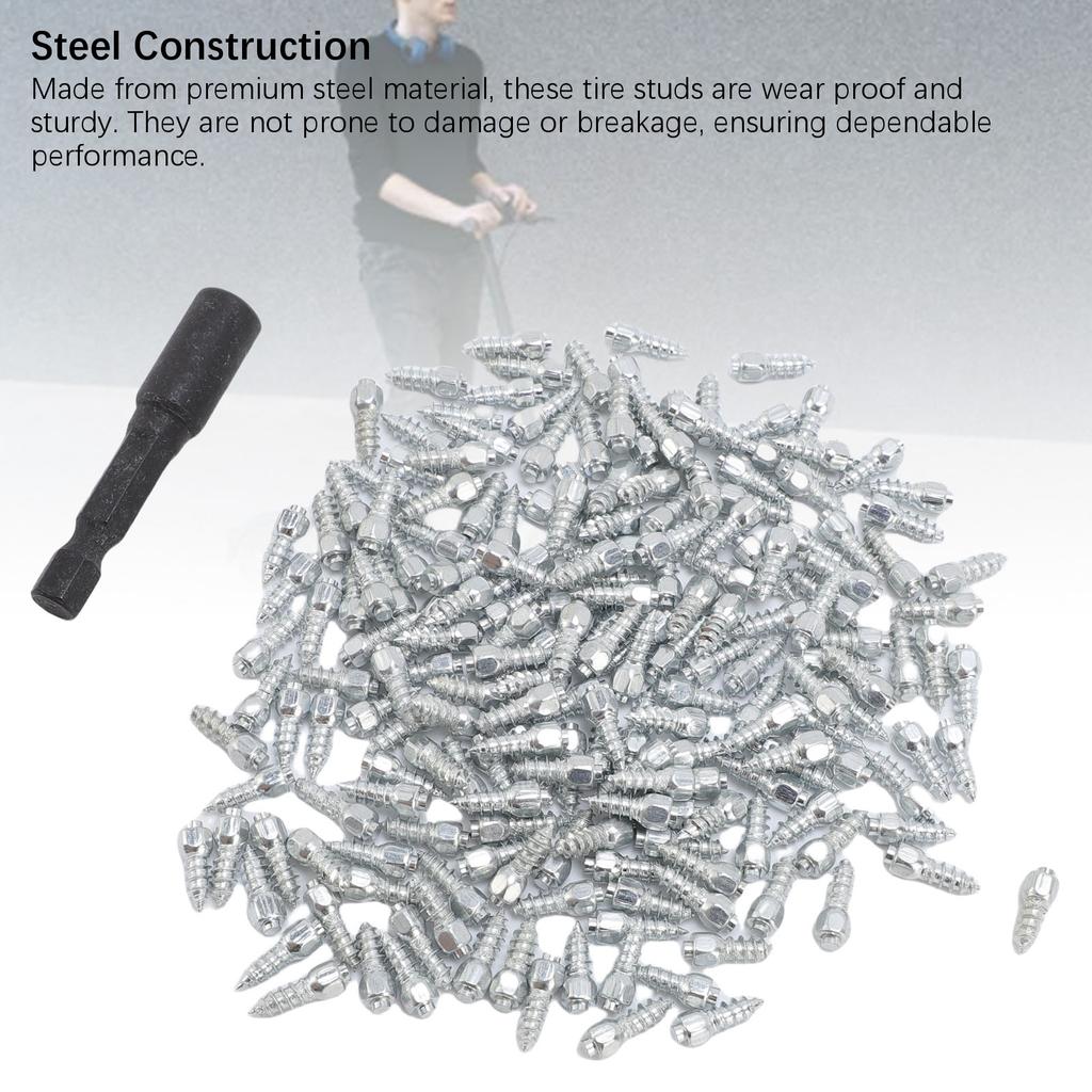 Screw in Tire Studs Anti Slip Anti Abrasive Robust Snow Tire Spikes 12mm Steel with Installation Tool for Motorcycle
