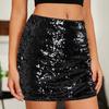 Женская мини-юбка с высокой талией, ультракороткая, облегающая бедра юбка, блестящая, клубная юбка для вечеринки с пайетками