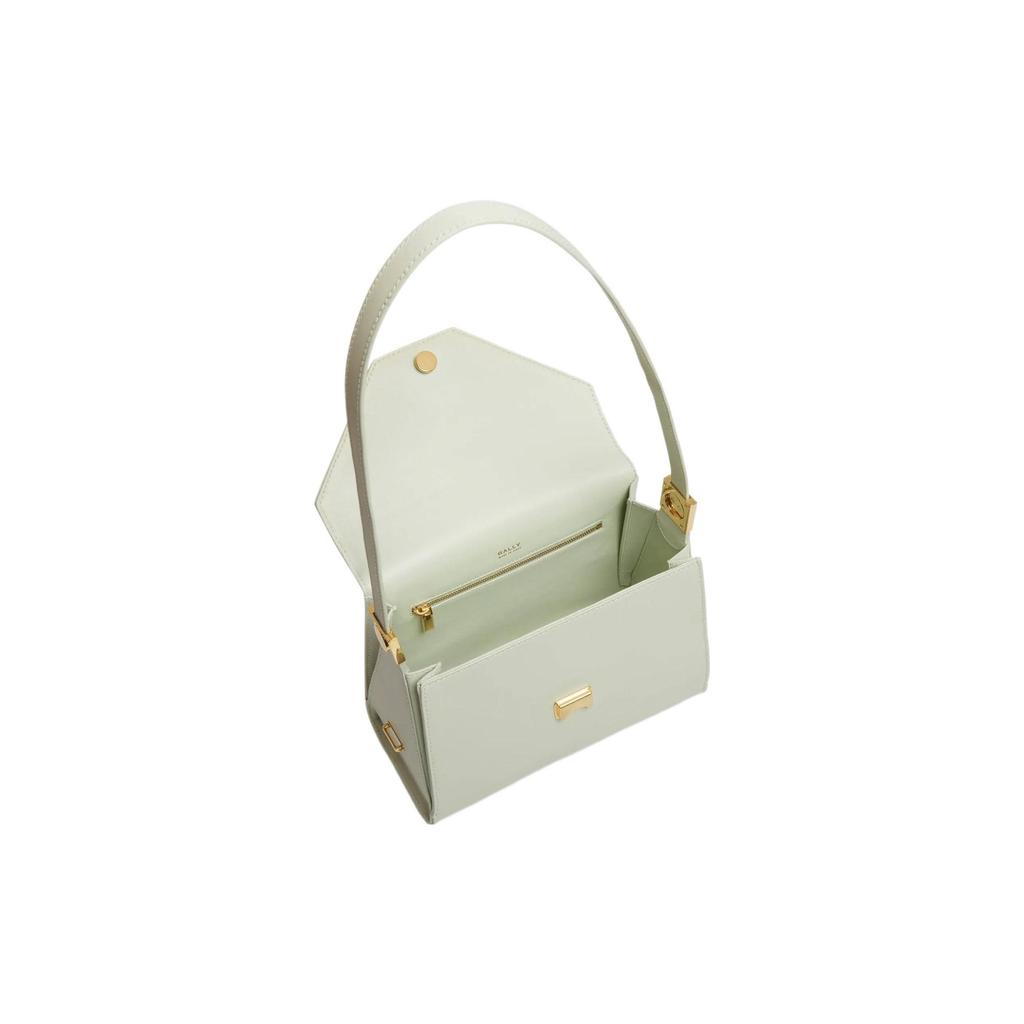 Bally Solid Color Gold Logo Calfskin Tote Shoulder Bag Women bags Green 6304731