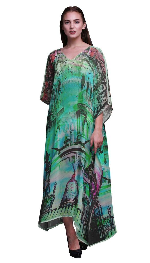 Phagun Mughal Monuments Beach Kaftan Bikini Cover up Womena s Maxi Dress Long