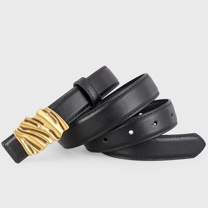 Women S Genuine Leather Belt Smooth Buckle Casual Versatile For Jeans