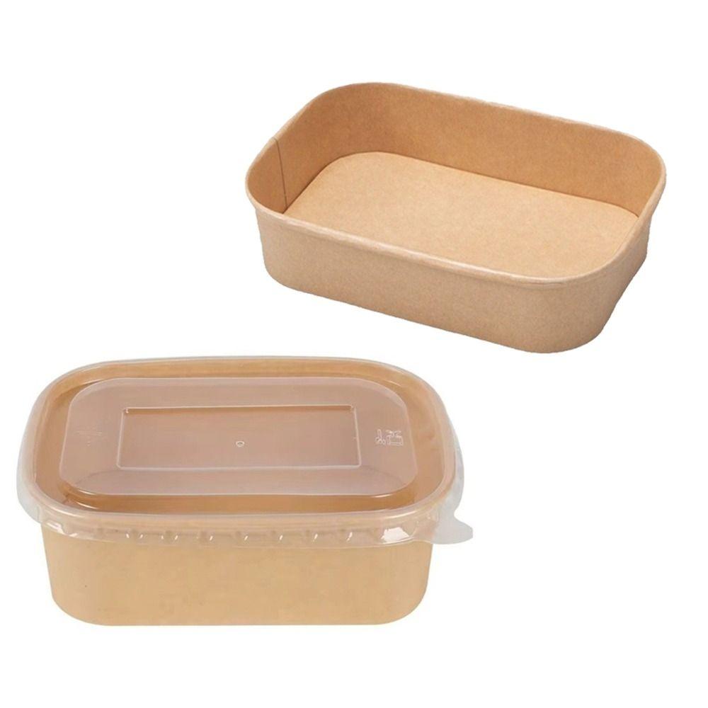10PCS/Set Square Kraft Paper Lunch Box Paper Food Packing Box Disposable Lunch Box Household