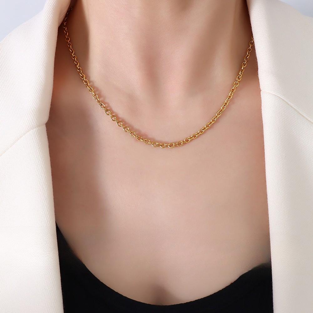 Marka Fashion Универсальное стекированное ожерелье из титановой стали с покрытием из 18-каратного золота О-образная цепочка без кулона Открытая цепочка Ювелирные изделия для женщин