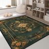 Luxury Green Carpet Flower Design Non-Slip Big Size Living Room Rug Golden Border European Tatami Mat Soft Bedroom Rugs Washable