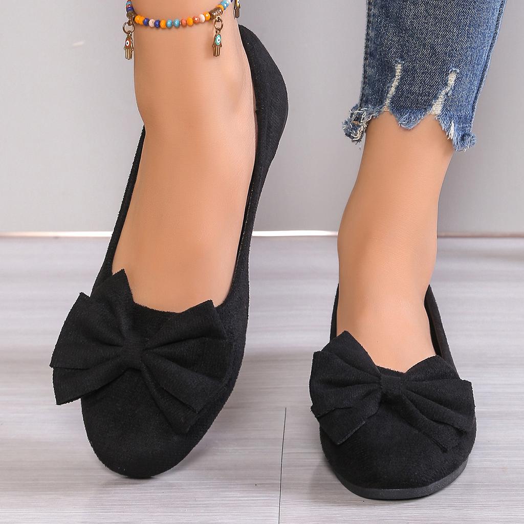 Обувь больших размеров для женщин на весну 2025 года, с бантом для удобной и повседневной носки. Женская одинарная обувь