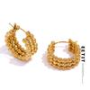 Stainless Steel Metal Bead Geometry Hoop Earrings for Women
