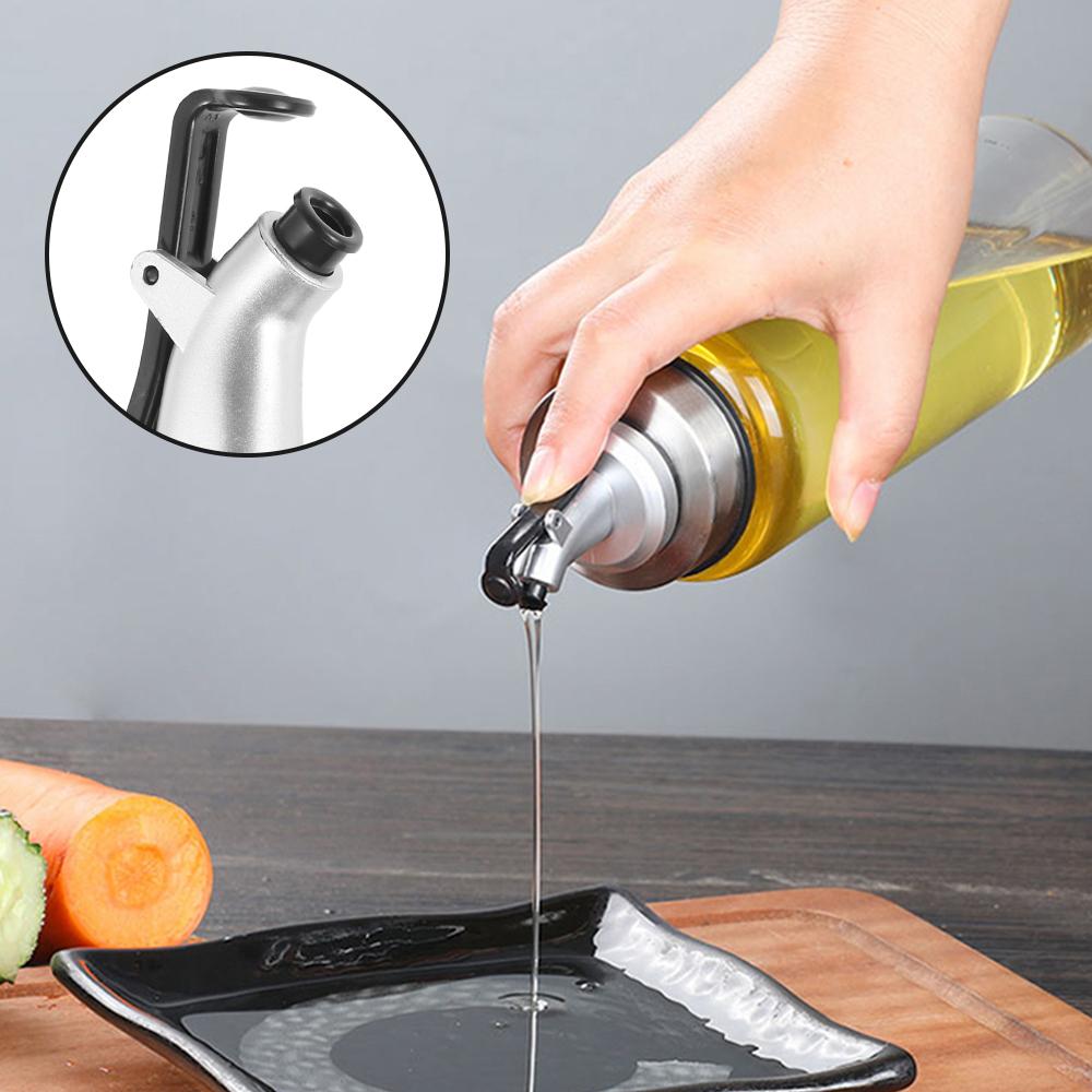 Oil Spout Stainless Steel Oil Bottle Pourer Leak-proof Olive Oil Dispenser Vinegar Bottle Stopper Speed Pourer Dust Covers