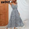 Women's Fashion Summer Spring Leopard Print Sleeveless V-Neck High Waist Casual Dresses