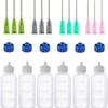 6pcs Glue Applicator Bottles, 30ml Plastic Squeezable Dropper Bottles With Blunt Needle Tip 14ga 16ga 18ga 20ga