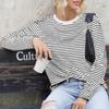 Women’s Stripes Print Tops Long Sleeve Round Neck Loose Fit Basic T Shirts Spring Fall Casual Pullover  Clothes