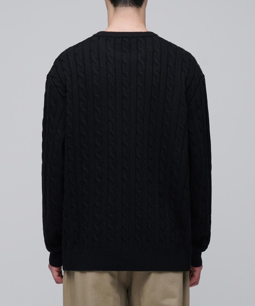 MUSINSA STANDARD Cable Crew Neck Knit [Black]