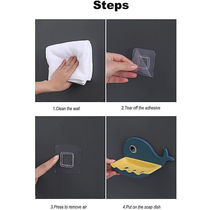 Soap Stand Holder for Bathroom Kitchen Sink Magic Stickers Wall Mounted (Pack of 2 Pcs) Soap Dish Holder, Fish Design Random Color