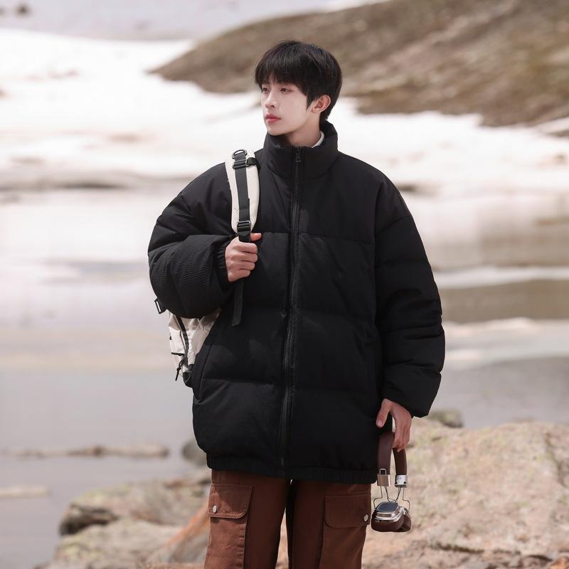 2025 Winter New Men's and Women's Warm Casual Fashion Splicing Thickened Stand-up Collar Down Jacket Jacket Trendy Padded Clothes