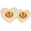 Wooden Candle Holder - ARTEMIO - Double Hearts - 10 X 17.5 X 2 Cm - Customizable - Interior