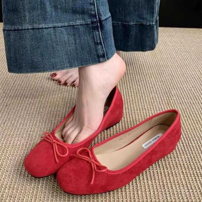 Внутренние увеличивающие рост замшевые туфли-дуду с мелким вырезом детские 2025 лето новые на толстой подошве на одном ремешке женские туфли-лодочки с юбками женские туфли