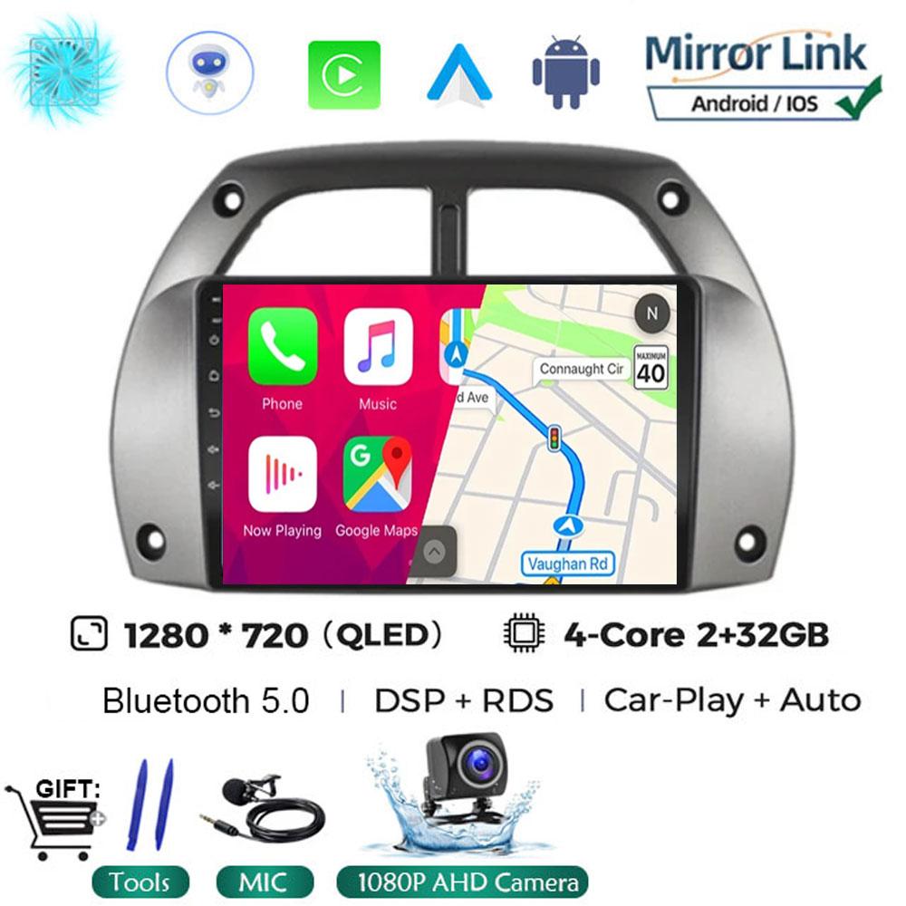 Android 14 Car Radio For Toyota RAV4 Rav 4 2001 - 2006 Multimedia Player Carplay QLED Touch Screen Auto Stereo 4G WIFI