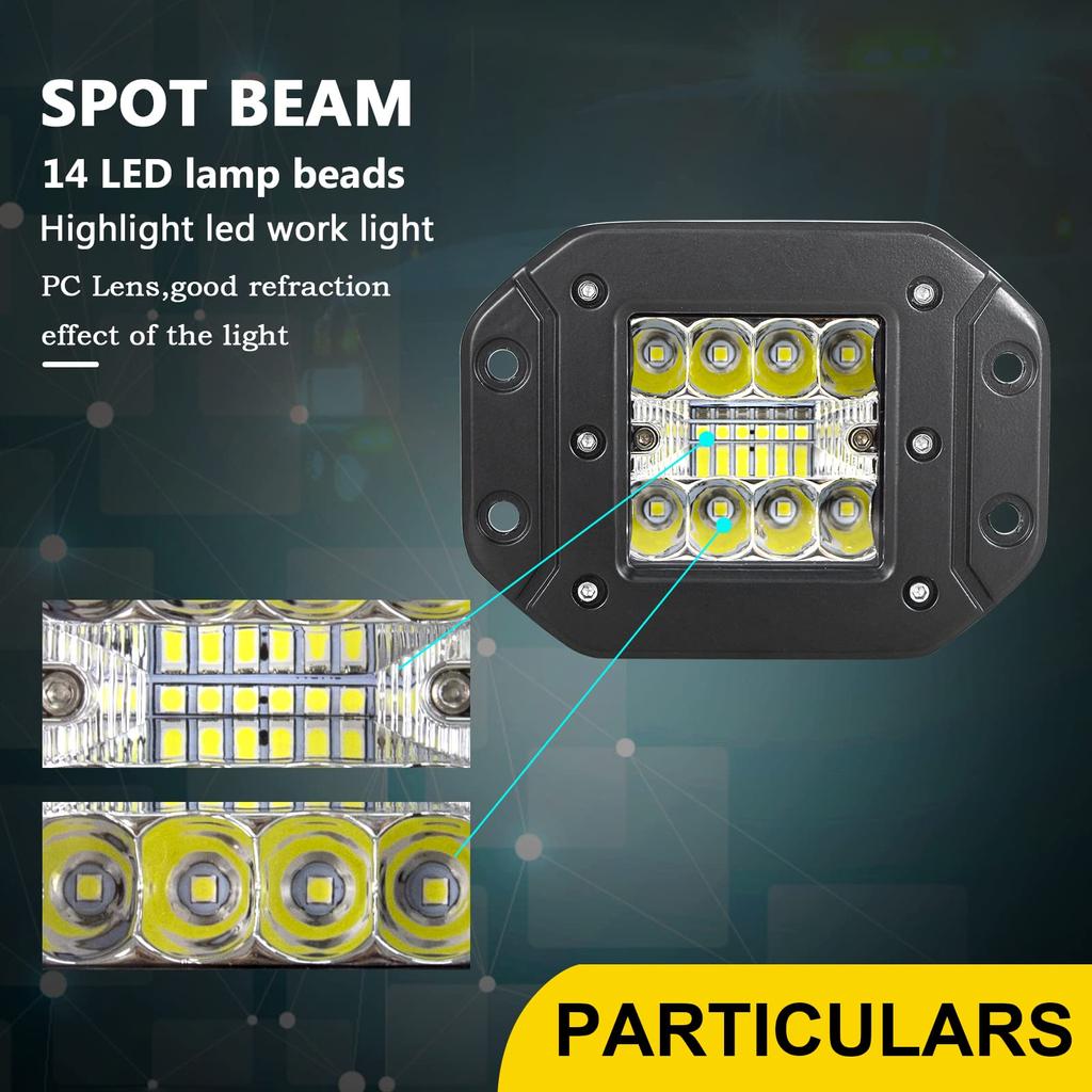 2 шт. 5" 42 Вт светодиодный рабочий светильник 12 В 24 В светодиодный светильник с узким углом обзора светодиодный рабочий светильник встраиваемый IP67 водонепроницаемый светодиодный прожектор 6000 К белый морской (Круглый)