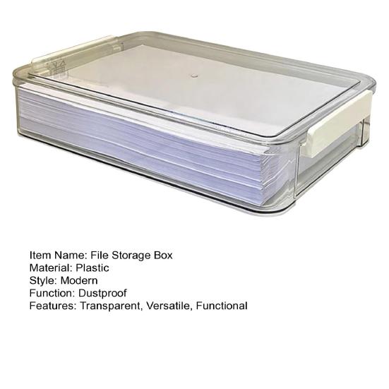 Коробка для хранения файлов, пластиковая, с защелкивающимся дизайном, штабелируемая, прозрачная, большая вместимость, органайзер для файлов