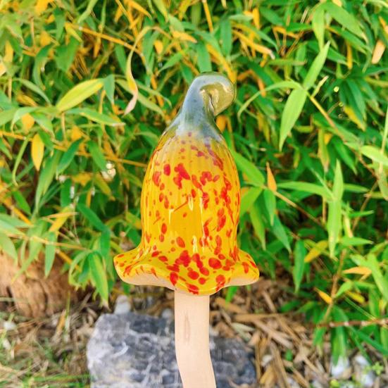 Planter Insert Ceramic Mushroom Colorful Glazed Mushroom Decoration Hand-Painted Toadstools Sculptures