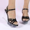 Versatile Wedge Heel Sandals Women's Summer New Sexy Crystal Transparent High Heels Heel Wedge Heel Sandals