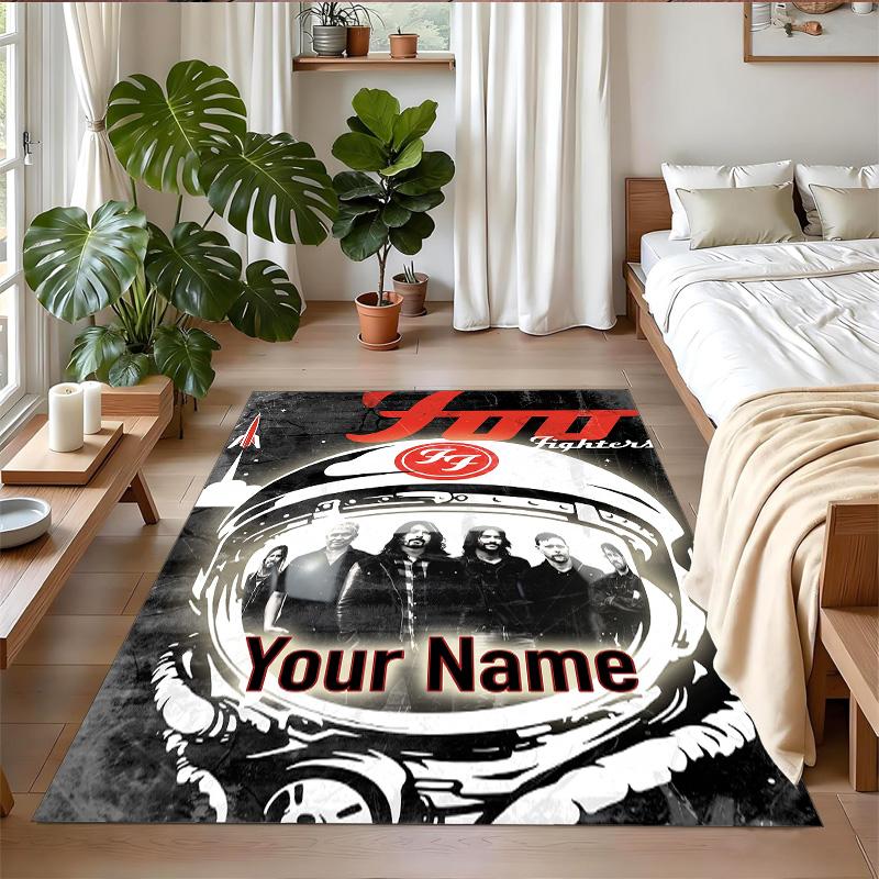 Crystal Velvet Rug Custom Name Text, Soft Non Slip Floor Mat Home DecorFoo Fighters